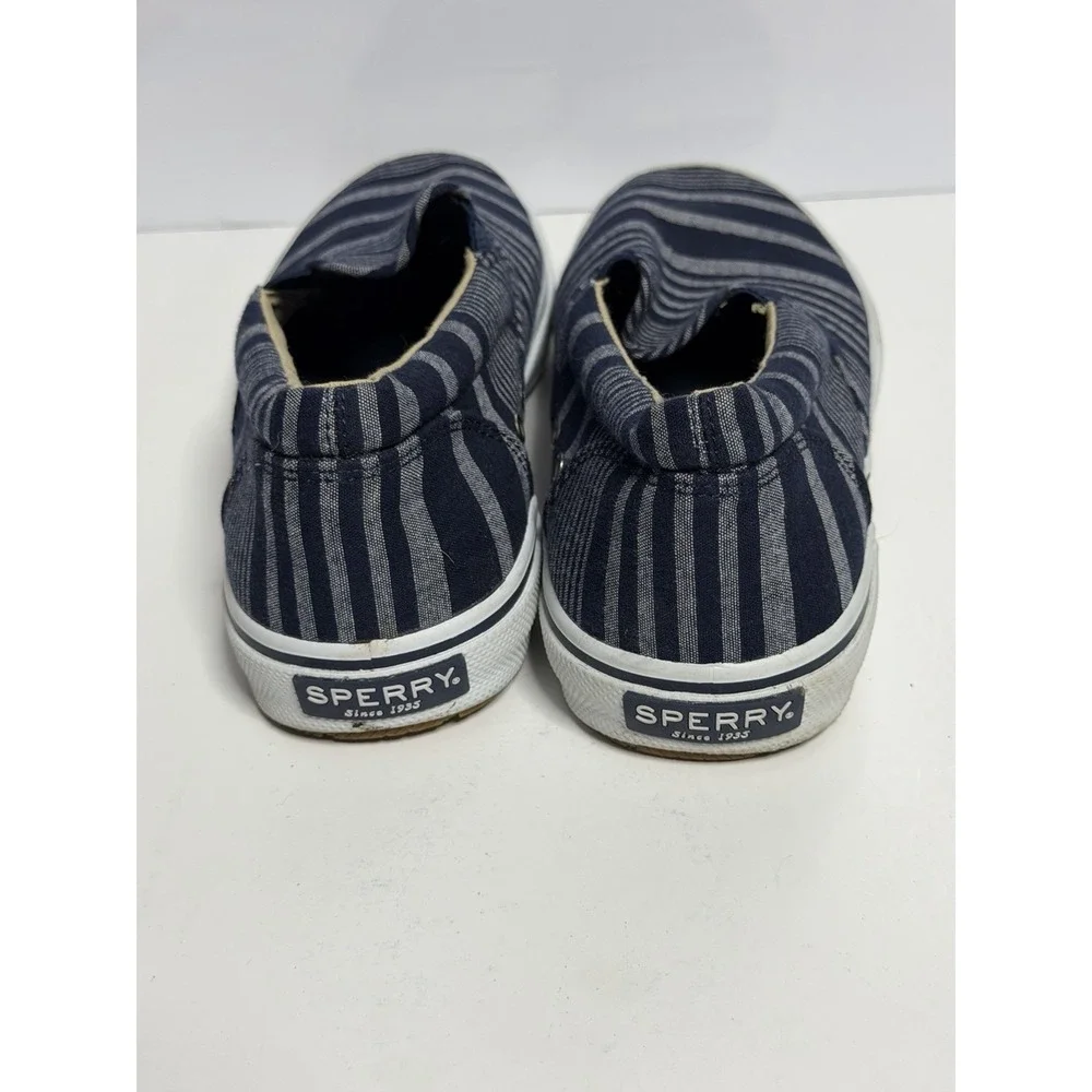 SPERRY Top-Sider 'Stripper' Blue Striped Canvas Slip On Sneakers Men's 8M C-4